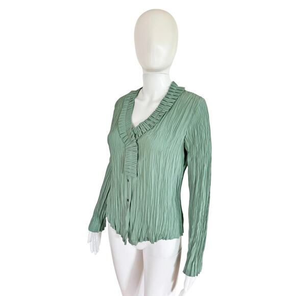 BABETTE SEAFOAM GREEN BUTTON UP BLOUSE - Picture 2 of 6
